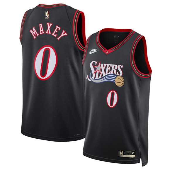 Men%27s Philadelphia 76ers #0 Tyrese Maxey Black 2025 Classic Edition Stitched Jersey Dzhi->orlando magic->NBA Jersey