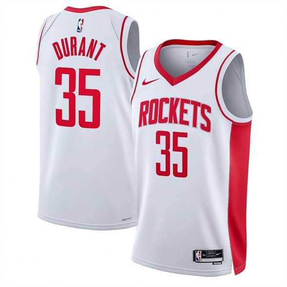 Mens Houston Rockets #35 Kevin Durant White Association Edition Stitched Jersey Dzhi->houston rockets->NBA Jersey
