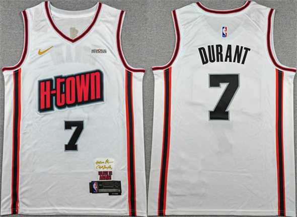 Mens Houston Rockets #7 Kevin Durant White 2024-25 City Edition Stitched Jersey->houston rockets->NBA Jersey