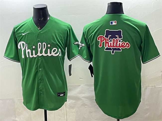 Men%27s Philadelphia Phillies Team Big Logo Green Limited Stitched Jersey Dzhi->los angeles dodgers->MLB Jersey
