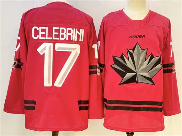 Men%27s Canada Hockey #17 Macklin Celebrini Red Stitched Jersey->olympics canada jerseys->NHL Jersey