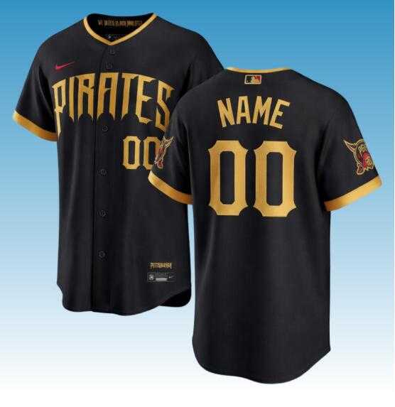 Mens Pittsburgh Pirates Custom Black 2026 City Connect Stadium Stitched Baseball Jersey Mens Pittsburgh Pirates Custom Black 2026 City Connect Stadium Stitched Baseball Jersey