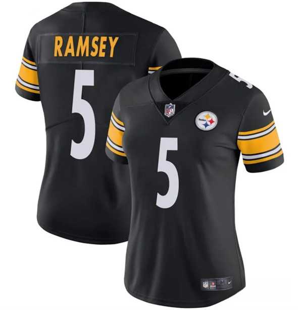 Women%27s Pittsburgh Steelers #5 Jalen Ramsey Black 2025 Vapor Untouchable Limited Stitched Jersey(Run Small) Dzhi->pittsburgh steelers->NFL Jersey