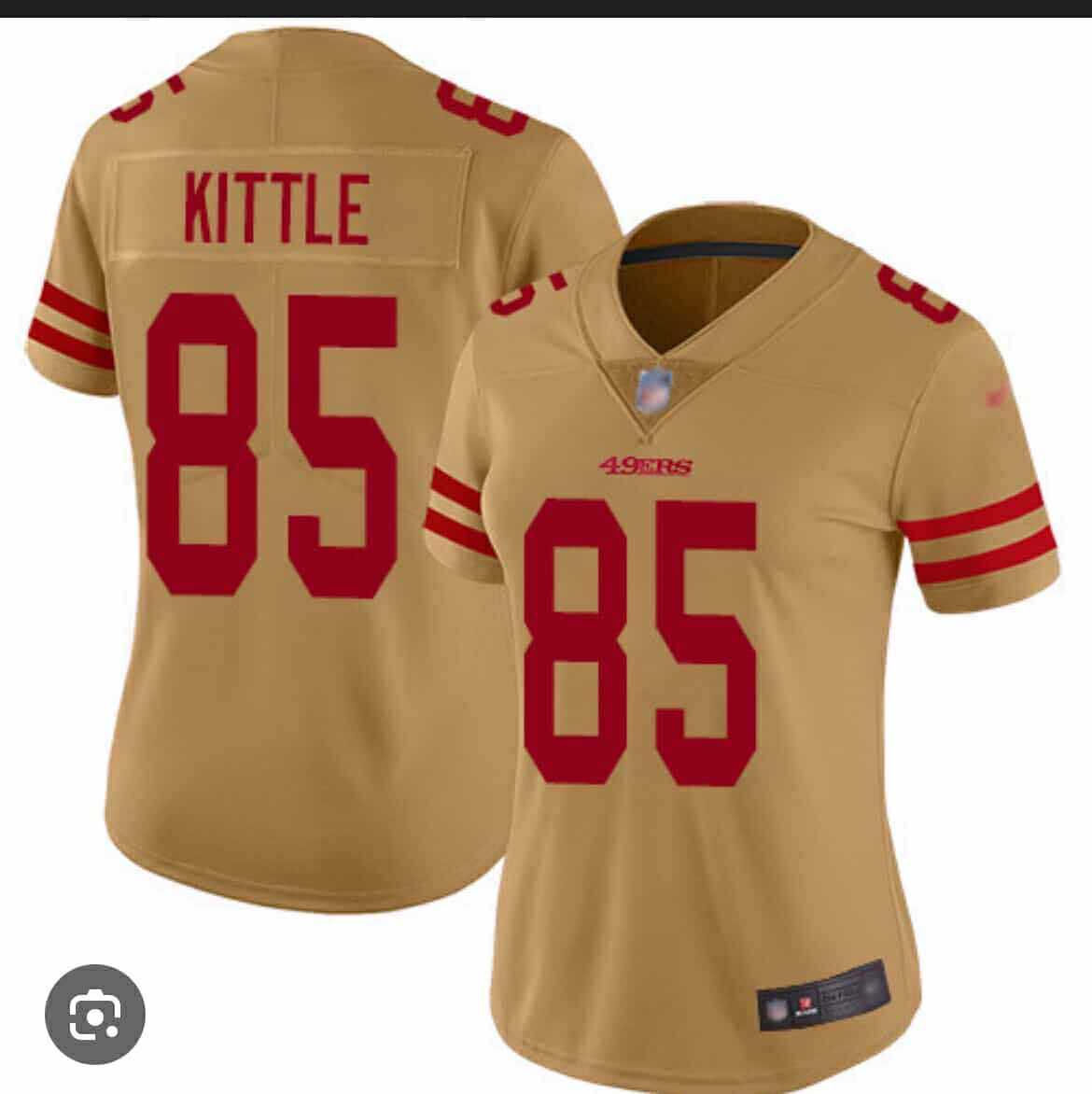 Womens San Francisco 49ers #85 George Kittle Gold Vapor Alternate Stitched Jersey(Run Small) Dzhi->san francisco 49ers->NFL Jersey