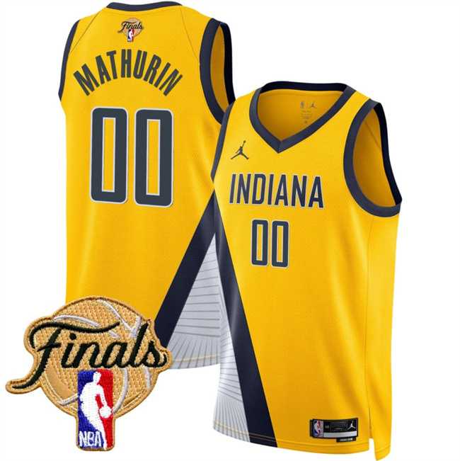 Men%27s Indiana Pacers #00 Bennedict Mathurin Yellow 2025 Finals Statement Edition Stitched Jersey Dzhi->indiana pacers->NBA Jersey