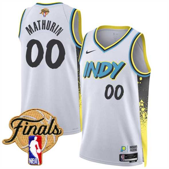 Men%27s Indiana Pacers #00 Bennedict Mathurin White 2024-25 City Edition Stitched Jersey Dzhi->houston rockets->NBA Jersey