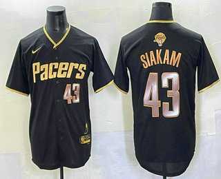 Mens Indiana Pacers #43 Pascal Siakam Black Gold 2025 Finals Vapor Stitched Baseball Jersey->indiana pacers->NBA Jersey
