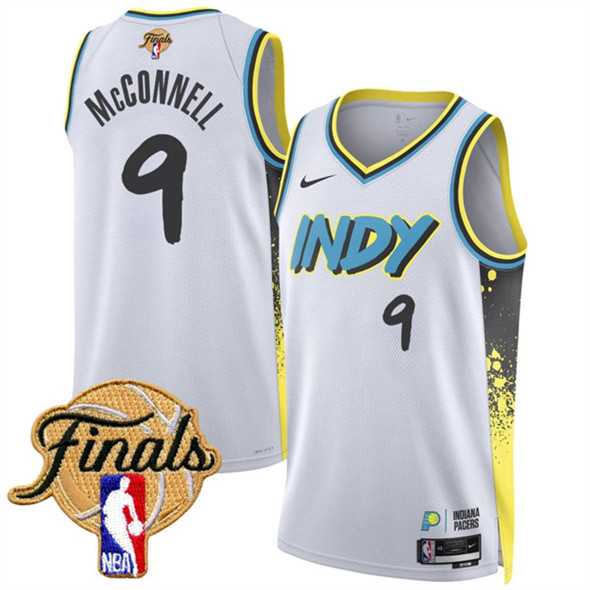 Mens Indiana Pacers #9 T.J. McConnell White 2024-25 City Edition Stitched Jersey Dzhi->indiana pacers->NBA Jersey