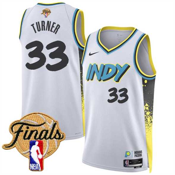 Mens Indiana Pacers #33 Myles Turner White 2024-25 City Edition Stitched Jersey Dzhi->indiana pacers->NBA Jersey