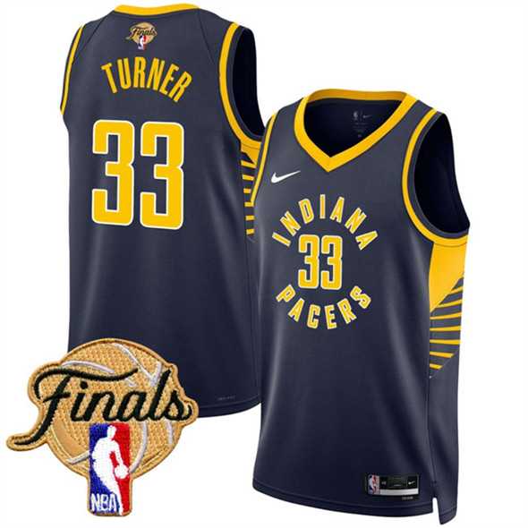 Mens Indiana Pacers #33 Myles Turner Navy 2025 Finals Icon Edition Stitched Jersey Dzhi->indiana pacers->NBA Jersey