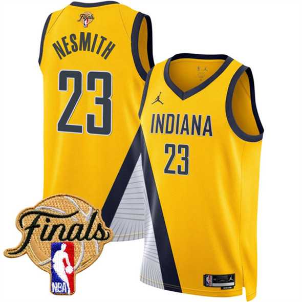 Mens Indiana Pacers #23 Aaron Nesmith Yellow 2025 Finals Statement Edition Stitched Jersey Dzhi->indiana pacers->NBA Jersey
