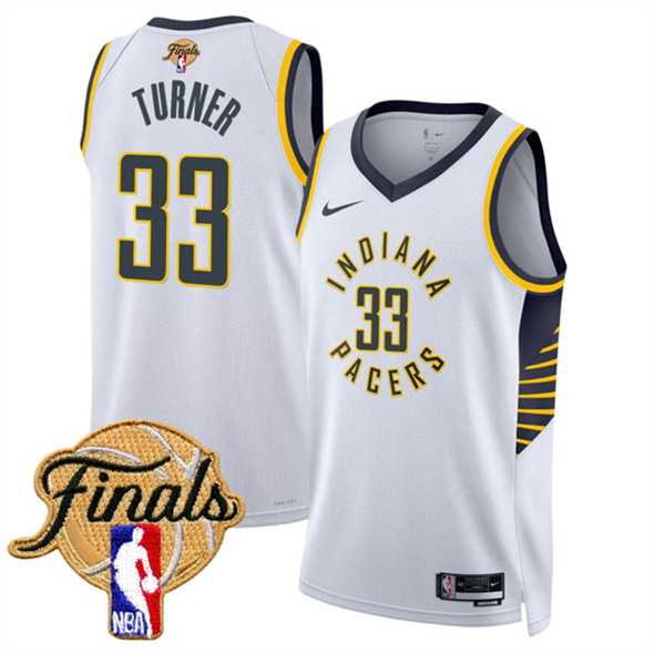 Mens Indiana Pacers #33 Myles Turner White 2025 Finals Association Edition Stitched Jersey Dzhi->indiana pacers->NBA Jersey