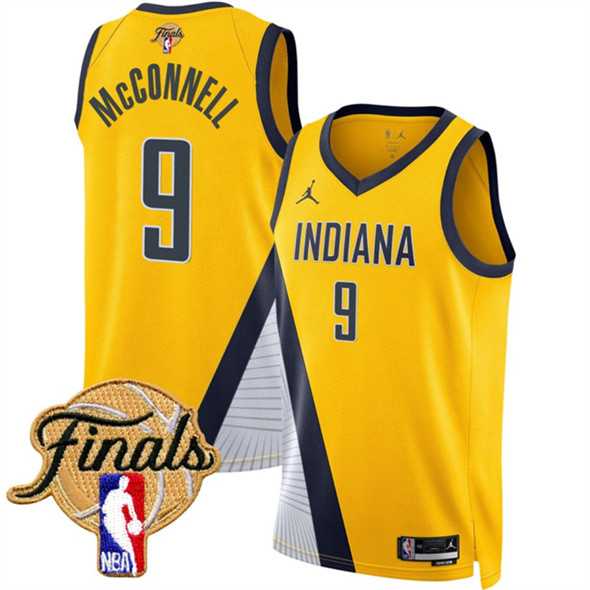 Mens Indiana Pacers #9 T.J. McConnell Yellow 2025 Finals Statement Edition Stitched Jersey Dzhi->indiana pacers->NBA Jersey