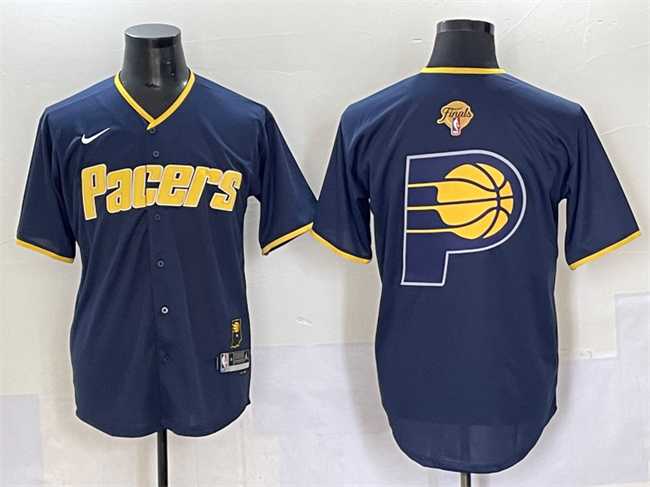 Mens Indiana Pacers Team Big Logo Navy 2025 Finals Vapor Stitched Baseball Jersey->indiana pacers->NBA Jersey