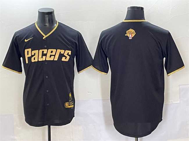 Mens Indiana Pacers Blank Black Gold 2025 Finals Vapor Stitched Baseball Jersey->indiana pacers->NBA Jersey