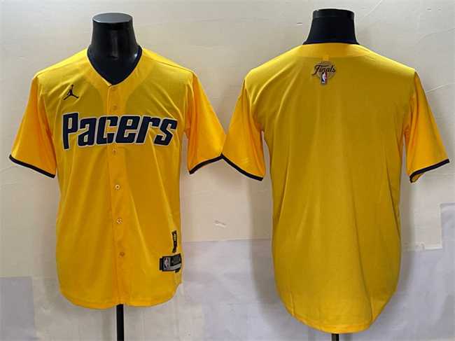 Mens Indiana Pacers Blank Yellow 2025 Finals Vapor Stitched Baseball Jersey->indiana pacers->NBA Jersey