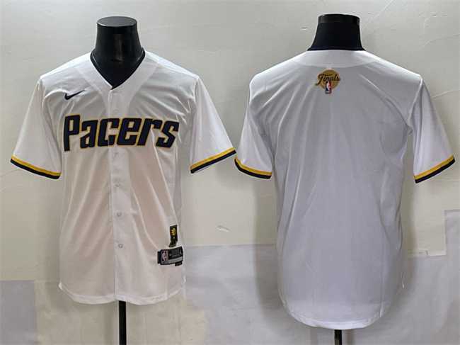Mens Indiana Pacers Blank White 2025 Finals Vapor Stitched Baseball Jersey->indiana pacers->NBA Jersey