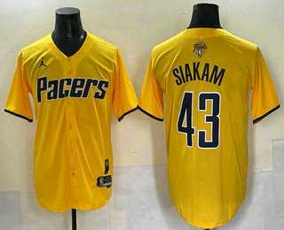 Mens Indiana Pacers #43 Pascal Siakam Yellow 2025 Finals Vapor Stitched Baseball Jersey->indiana pacers->NBA Jersey