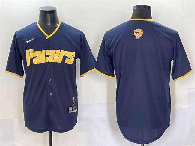 Mens Indiana Pacers Blank Navy 2025 Finals Vapor Stitched Baseball Jersey->indiana pacers->NBA Jersey