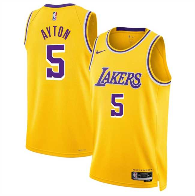 Men%27s Los Angeles Lakers #5 Deandre Ayton Yellow Icon Edition Stitched Jersey Dzhi->indiana pacers->NBA Jersey