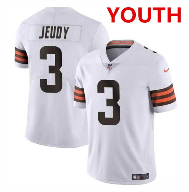 Youth Cleveland Browns #3 Jerry Jeudy White Vapor Limited Stitched Jersey Dzhi->cleveland browns->NFL Jersey