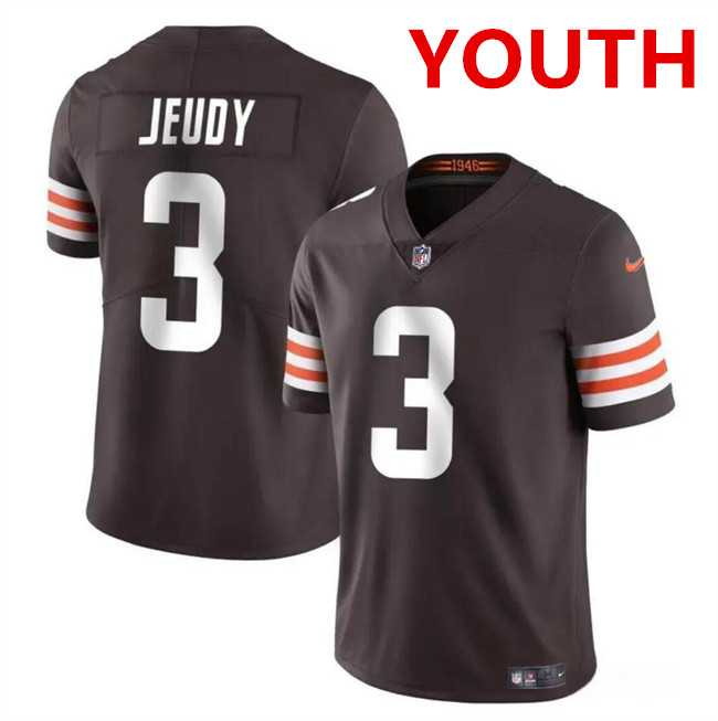 Youth Cleveland Browns #3 Jerry Jeudy Brown Vapor Limited Stitched Jersey Dzhi->cleveland browns->NFL Jersey
