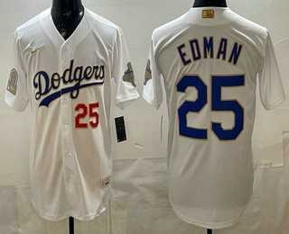 Men%27s Los Angeles Dodgers #25 Tommy Edman White 2026 Gold Back To Back World Champions Collection Stadium Jersey->los angeles dodgers->MLB Jersey