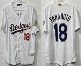 Men%27s Los Angeles Dodgers #18 Yoshinobu Yamamoto White 2026 Gold Collection Limited Jersey->los angeles dodgers->MLB Jersey