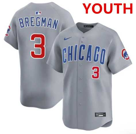 Youth Chicago Cubs #3 Alex Bregman nike Gray road limited jersey Dzhi->mlb youth jerseys->MLB Jersey