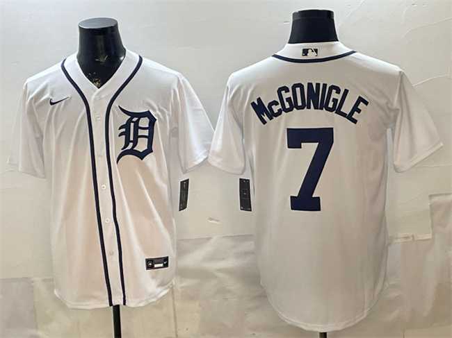 Mens Detroit Tigers #7 Kevin McGonigle White Cool Base Stitched Jersey->detroit tigers->MLB Jersey
