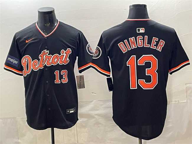 Mens Detroit Tigers #13 Dillon Dingler Black 2026 Meijer Patch Alternate Vapor Premier Limited Stitched Jersey->detroit tigers->MLB Jersey