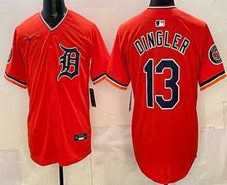 Mens Detroit Tigers #13 Dillon Dingler Orange Limited Jersey->detroit tigers->MLB Jersey