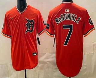 Mens Detroit Tigers #7 Kevin McGonigle Orange Limited Jersey->detroit tigers->MLB Jersey