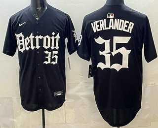 Mens Detroit Tigers #35 Justin Verlander Black Limited Cool Base Stitched Jersey->detroit tigers->MLB Jersey