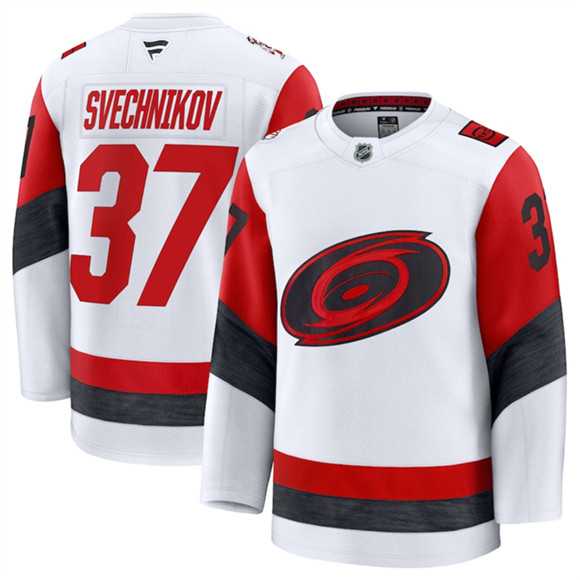 Men%27s Carolina Hurricanes #37 Andrei Svechnikov White 2025 Away Stitched Hockey Jersey Dzhi->carolina hurricanes->NHL Jersey