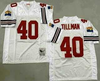 Men%27s Arizona Cardinals #40 Pat Tillman White Throwback Jersey->atlanta falcons->NFL Jersey