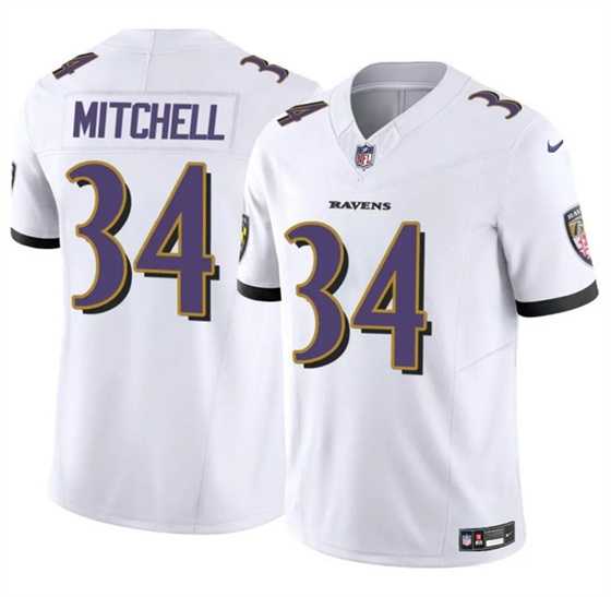 Men & Women & Youth Baltimore Ravens #34 Keaton Mitchell White 2025 F.U.S.E. Vapor Limited Jersey->baltimore ravens->NFL Jersey