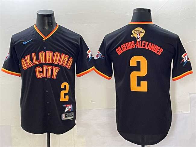 Mens Oklahoma City Thunder #2 Shai Gilgeous-Alexander Black 2025 Finals Vapor Stitched Baseball Jersey->oklahoma city thunder->NBA Jersey
