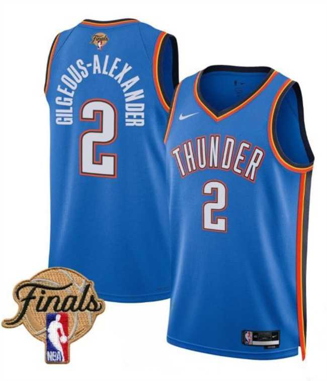 Mens Oklahoma City Thunder #2 Shai Gilgeous-Alexander Blue 2025 Finals Icon Edition Stitched Jersey Dzhi->oklahoma city thunder->NBA Jersey