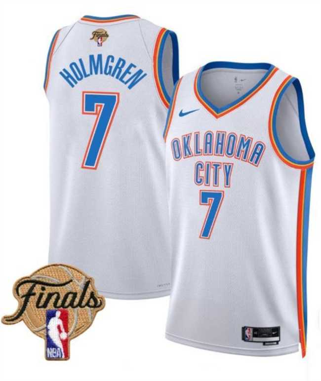 Mens Oklahoma City Thunder #7 Chet Holmgren White 2025 Finals Association Edition Stitched Jersey Dzhi->oklahoma city thunder->NBA Jersey