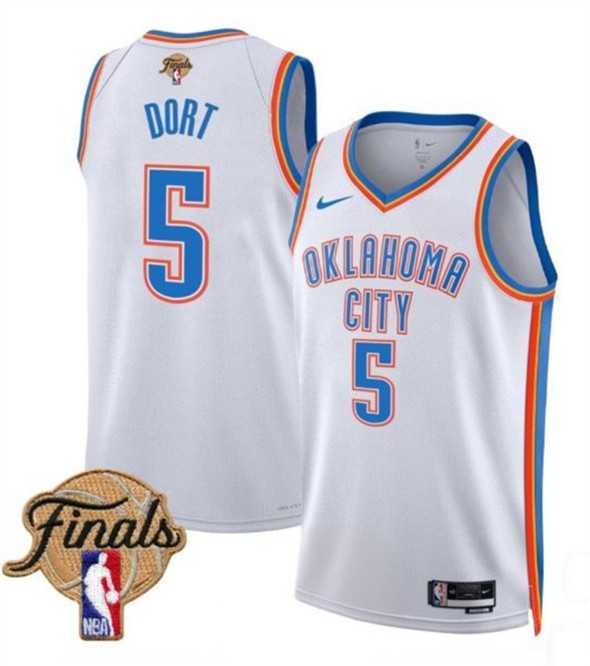 Mens Oklahoma City Thunder #5 Luguentz Dort White 2025 Association Edition Stitched Jersey Dzhi->oklahoma city thunder->NBA Jersey