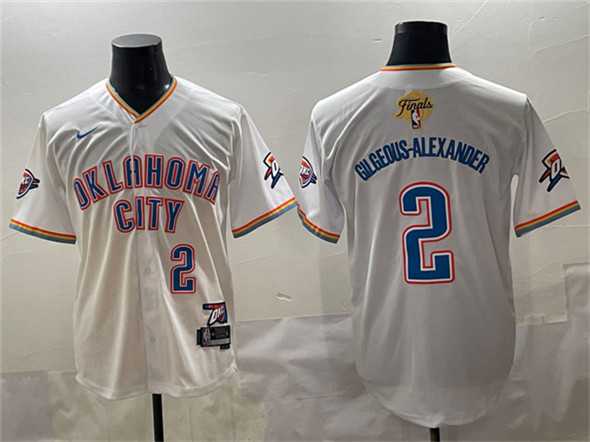 Mens Oklahoma City Thunder #2 Shai Gilgeous-Alexander White 2025 Finals Vapor Stitched Baseball Jersey->oklahoma city thunder->NBA Jersey
