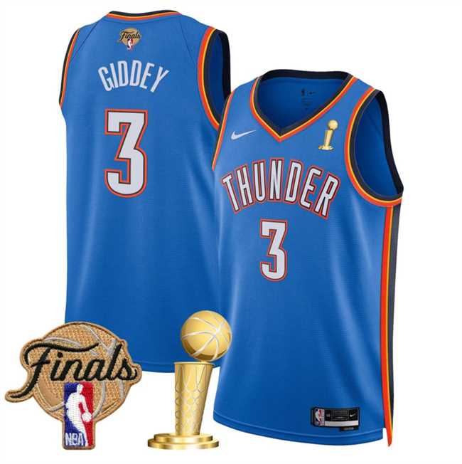 Mens Oklahoma City Thunder #3 Dillon Jones Blue 2025 Finals Patch And Finals Champions Patch Icon Edition Stitched Jersey Dzhi->oklahoma city thunder->NBA Jersey