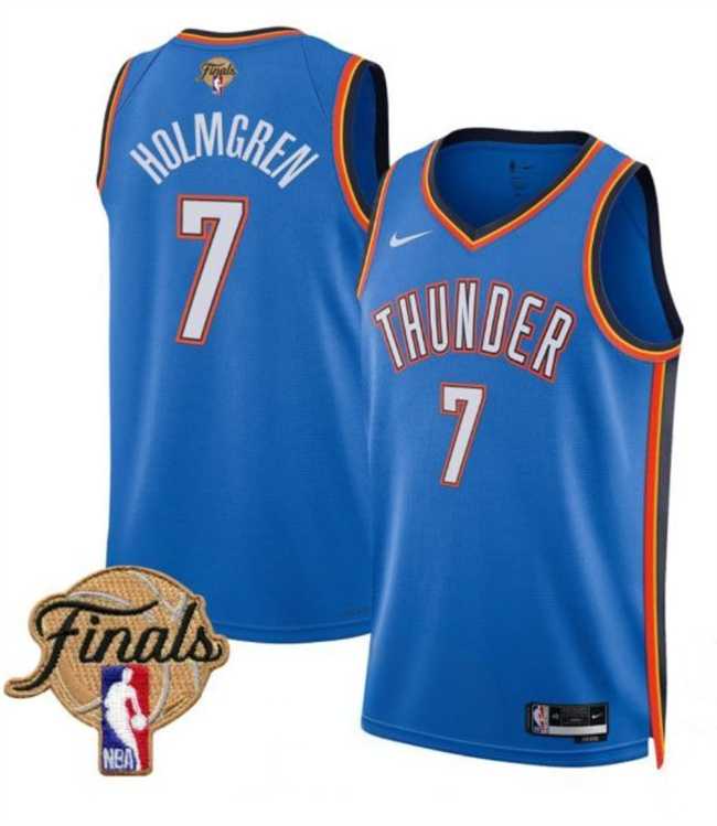 Mens Oklahoma City Thunder #7 Chet Holmgren Blue 2025 Finals Icon Edition Stitched Jersey Dzhi->oklahoma city thunder->NBA Jersey