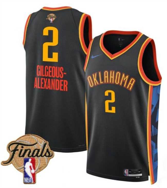 Mens Oklahoma City Thunder #2 Shai Gilgeous-Alexander Black 2025 Finals City Edition Stitched Jersey Dzhi->oklahoma city thunder->NBA Jersey