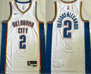 Mens Oklahoma City Thunder #2 Shai Gilgeous-Alexander White Icon Sponsor AU Jersey->oklahoma city thunder->NBA Jersey