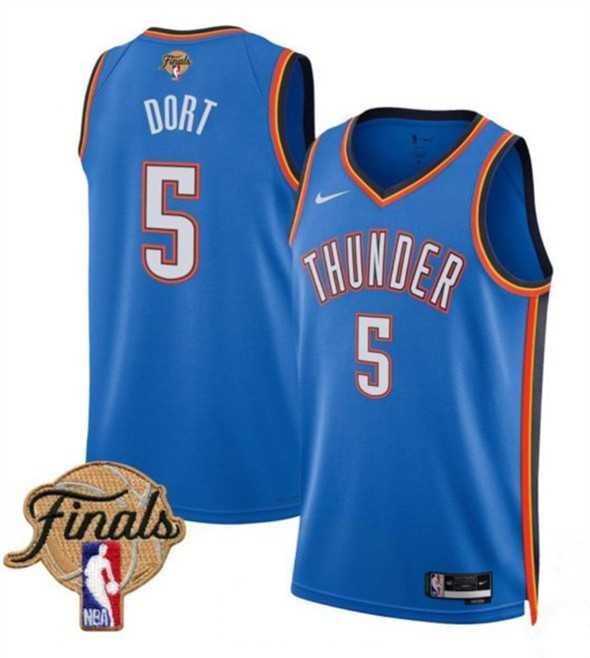 Mens Oklahoma City Thunder #5 Luguentz Dort Blue 2025 Icon Edition Stitched Jersey Dzhi->oklahoma city thunder->NBA Jersey
