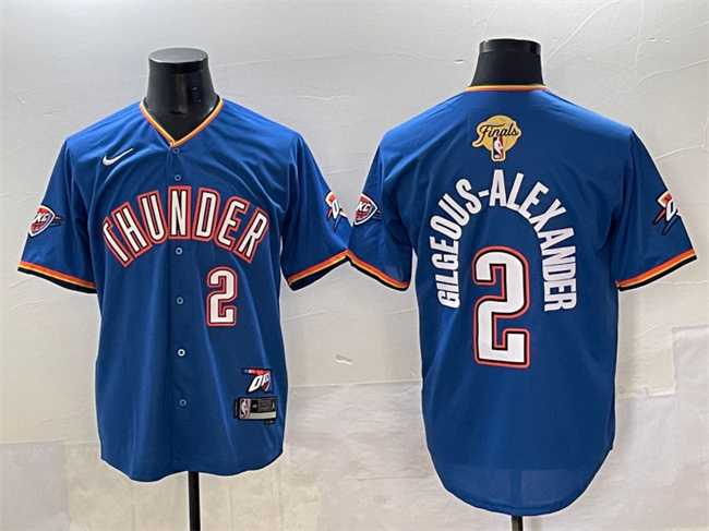Mens Oklahoma City Thunder #2 Shai Gilgeous-Alexander Blue 2025 Finals Vapor Stitched Baseball Jersey->oklahoma city thunder->NBA Jersey