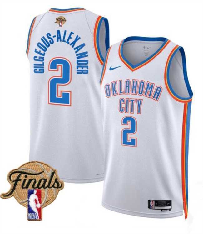 Mens Oklahoma City Thunder #2 Shai Gilgeous-Alexander White 2025 Finals Association Edition Stitched Jersey Dzhi->oklahoma city thunder->NBA Jersey