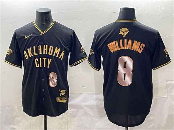 Mens Oklahoma City Thunder #8 Jalen Williams Black Gold 2025 Finals Vapor Stitched Baseball Jersey->oklahoma city thunder->NBA Jersey
